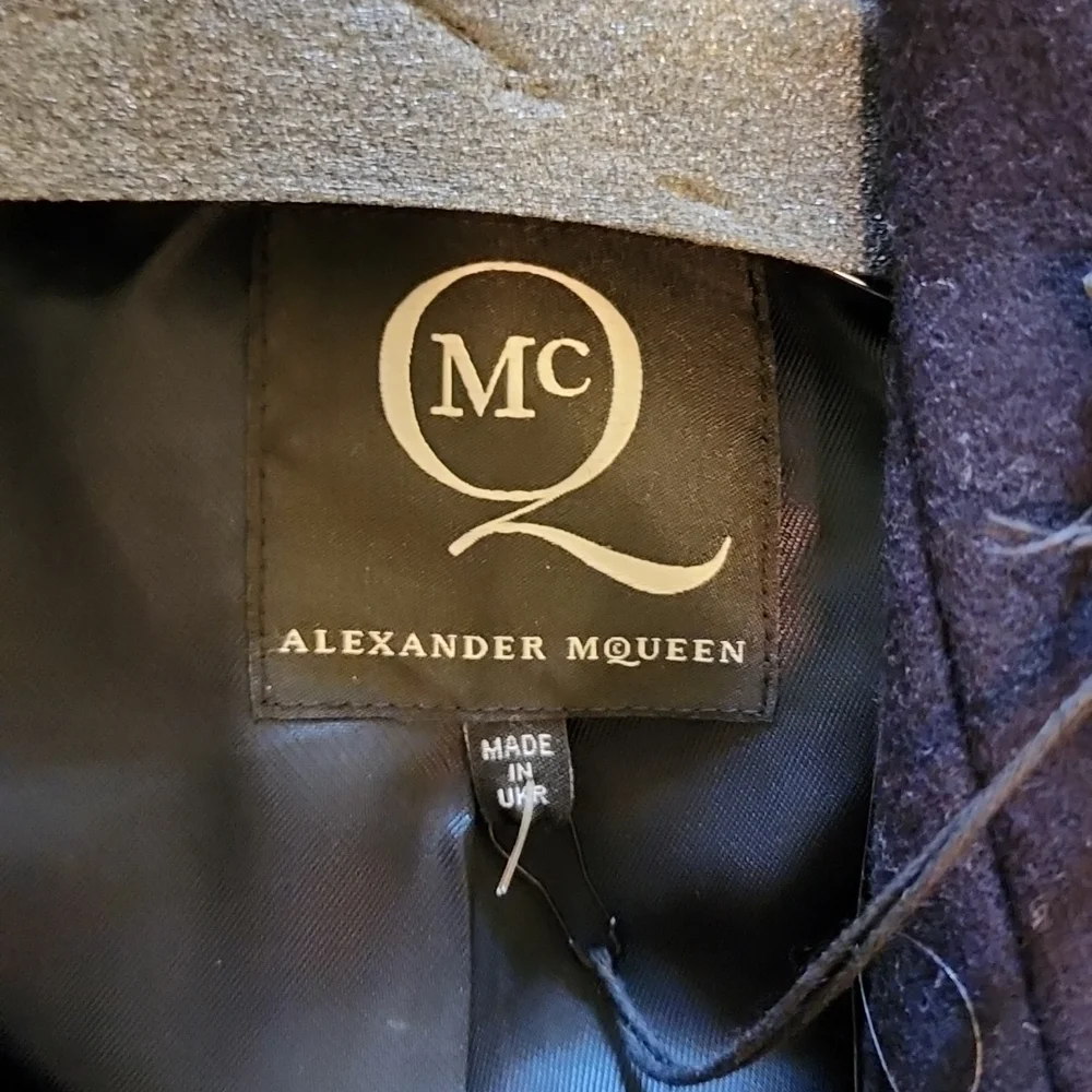 ALEXANDER MCQUEEN NWT MCQ NAVY WOOL STRUCTURED PEPLUM MOTO LINED PEA COAT … - Picture 6 of 12